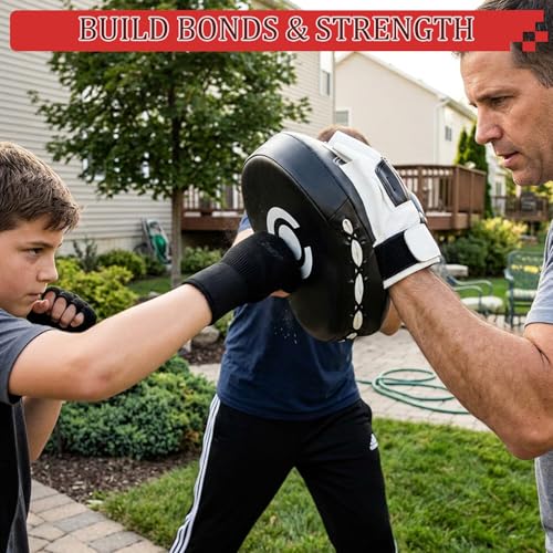 4-in-1 Boxing Gloves and Punching Mitts Set, MMA Sparring Gloves, Boxing Mitts and Pads, Youth Toddler Boxing Gloves Gear for Sparring Training, Complete Kit for Beginners Boys Girls Age