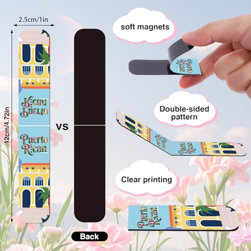 Wxiben Puerto Rico Magnetic Bookmarks Gifts - 30 Pcs Puerto Rico Travel Souvenirs Bookmark Flags Frog Flowers Magnets Book Marks Page Clip for Patriotic Latin American Spanish Party Favors - style: Puerto Rican