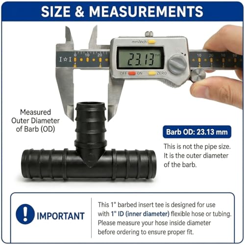 PVC Tee Barbed Fitting 1-Inch Insert - SCH 40 Barbed Hose Tee for 1" ID Hose, Connector for Irrigation, Water Lines, Garden & RV Systems - size: Black 1 PVC Tee