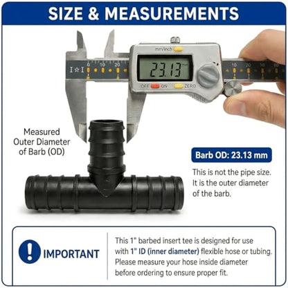 PVC Tee Barbed Fitting 1-Inch Insert - SCH 40 Barbed Hose Tee for 1" ID Hose, Connector for Irrigation, Water Lines, Garden & RV Systems - size: Black 1 PVC Tee