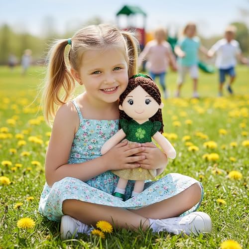 June Garden 14" Snuggle Cuties Clover Sophie - Saint Patrick's Day Soft Plush Doll - Huggable Irish Themed Rag Doll for Girls - Green Outfit - color: Green, size: Medium