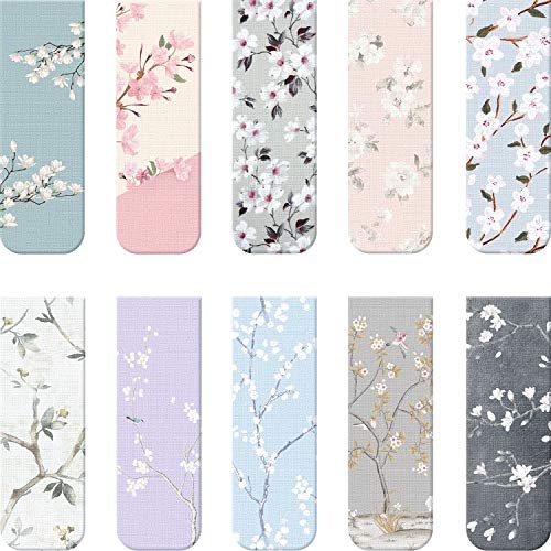 Chinco 10 Pieces Magnetic Bookmarks for Women Magnets Page Markers Clip Assorted Book Markers Set for Teachers Reading Gifts(Floral) - style: Floral