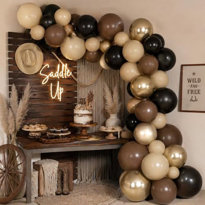 Brown Black Gold Balloons 12 Inch Neutral Balloons for Cowboy Western Party - color: Brown Black Gold