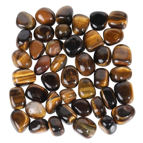 Sportmusies 1lb Natural Polished Crystals for Home Decor, Tiger’s Eye Stone | Crystals for Reiki Healing Chakra Balancing, Minerial Stone Specimen, Rocks for Zen Garden Vase Filler Jewelry Making Crafts - color: Brown