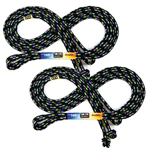 Just Jump It 16' Foot Jump Rope 2 Pack - Long Jump Ropes for Double Dutch - Outdoor Jump Ropes for Kids and Adults to Play Family Games & Exercise - color: Black