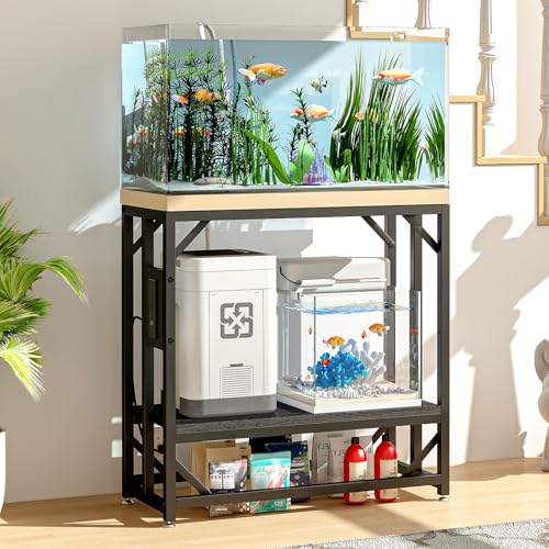 METYERRY 20-29-37 Gallon Fish Tank Stand with Power Outlet,Adjustable Aquarium Stand, Heavy Duty Terrarium Stand,Metal Frame Reptile Turtle Tank Stand Suitable for Home Office,600LBS Capacity, Black - color: Black, size: 20-29-37 Gallon