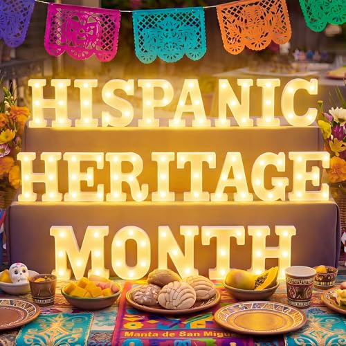 Aurelema 21 Pcs Hispanic Heritage Month Decorations LED Letter Lights Sign - color: Heritage, size: 6.3 Inches