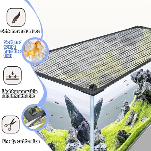 DIY Magnetic Fish Aquarium Anti-Jumping net Cover, Mesh Terrarium lid Aquarium Hood, Reptiles from Jumping Out - size: 60x40cm/23.62x15.75"