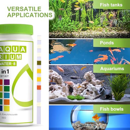 AAwipes 8-in-1 Aquarium Test Kit (150 Strips) for Freshwater & Saltwater - Quick & Accurate Water Testing for Aquariums & Ponds. Tests Free Chlorine, Hardness, pH, Ammonia Nitrogen, etc. (K02-150) - color: 150 Strips