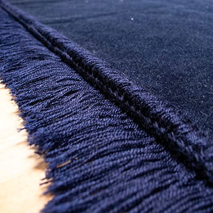 Modefa Muslim Velvet Prayer Rug Solid Simple - Navy Blue | Traditional Muslim Velvet Prayer Mat Carpet for Salah for Men and Women - color: Navy Blue