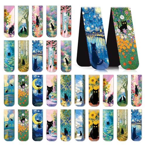 30 Pcs Black Cat Magnetic Bookmark Animal Book Mark Page Clip - style: Black Cat
