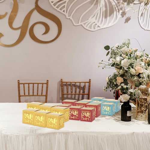 EUBUY 50 Pack Ramadan Treat Boxes, Islam Ramadan Party Candy Boxes, Ramadan Gift Boxes with Ribbons for Muslim Eid Party Supplies, Middle Eastern Festival Favor Boxes - color: golden