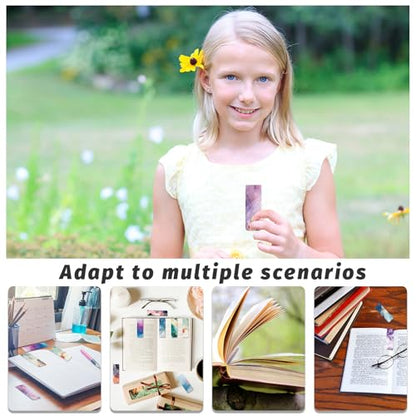 96 Pieces Magnetic Bookmarks Magnet Page Markers - Book Marks for Reading Women & Men with Storage Boxes - Cute Magnet Bookmark Clips for Reading Pleasure（Marble） - size: 96, style: Marble Style