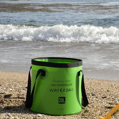 Collapsible Bucket 5 Gallon, Multifunctional Portable Folding Bucket Water Container Wash Basin for Camping Fishing Hiking Traveling Backpacking Outdoor Survival Gardening Car Washing - color: Green