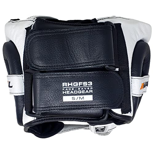 RIVAL Boxing RHGFS3 Face-Saver Sparring Headgear - Wide Eye Opening, Premium Leather, and Thermoplastic Inner Frame - color: White, size: Small-Medium