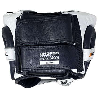 RIVAL Boxing RHGFS3 Face-Saver Sparring Headgear - Wide Eye Opening, Premium Leather, and Thermoplastic Inner Frame - color: White, size: Small-Medium