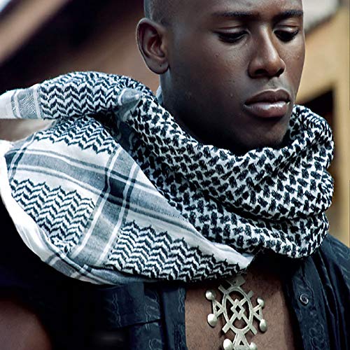 HOMELEX Keffiyeh Arab Head Scarf for Men Sheikh Muslim Turban Saudi Dubai Headwear - color: Black-q