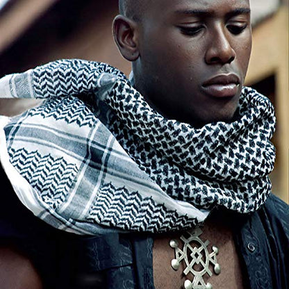 HOMELEX Keffiyeh Arab Head Scarf for Men Sheikh Muslim Turban Saudi Dubai Headwear - color: Black-q