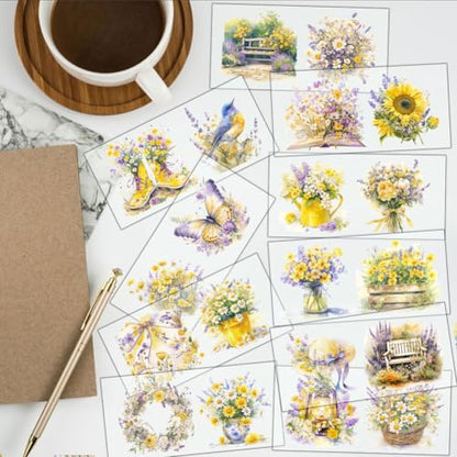 20 Pcs Spring Flowers UV DTF Cup Wraps for 16OZ Glass, 4.3 x 9.4 Inch Flower UV DTF Transfer Stickers Colorful Spring Elements Rub on Transfer Decals for Glass Bottle Vase Furniture Crafts - style: Spring Flower