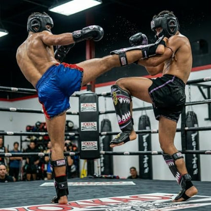 YOKKAO Microfiber Shin Guards - A-Grade Thai Microfiber | Multi-Layer Foam | Single-Shell Wrap | Produced at YOKKAO Factory, Thailand | S-L - color: Black Sharknado ll, size: Medium