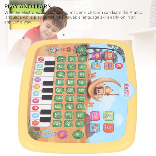 Intelligent Arabic Learning Reading Machine, Educational Toy with 28 Alphabet Words & 10 Numbers, Electronic Arabic Learning Book (Yellow) - color: Yellow