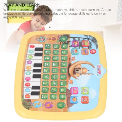 Intelligent Arabic Learning Reading Machine, Educational Toy with 28 Alphabet Words & 10 Numbers, Electronic Arabic Learning Book (Yellow) - color: Yellow
