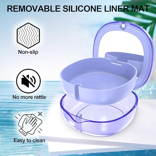 Double-layer Retainer Box Case Orthodontic Teeth Aligner Case with Mirror, Dental Night Mouth Guard Holder with Retainer Remover Tool, Chew and Brush - Secure Magnet Closure - Transparent Blue - color: Transparent Blue