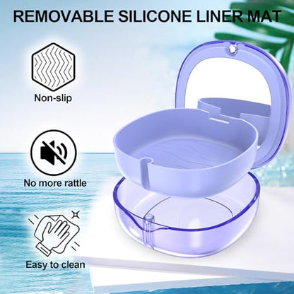 Double-layer Retainer Box Case Orthodontic Teeth Aligner Case with Mirror, Dental Night Mouth Guard Holder with Retainer Remover Tool, Chew and Brush - Secure Magnet Closure - Transparent Blue - color: Transparent Blue