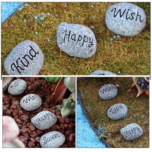Yardwe 10pcs Resin Mini Decorative Pebbles Garden Rocks for Aquarium Landscape Stones Outdoor Plant Pot Gravel Fish Tank Accessories