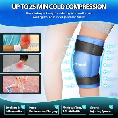 Ice Packs for Injuries Reusable, Knee Gel Ice Pack Wrap Pain Relief for Knee Replacement Surgery, Swelling, Meniscus Tear, ACL, Sports Injuries, Bruises and Arthritis, Elbow Ice Pack Blue - color: Knee Ice Wrap-blue
