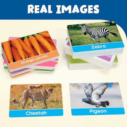 BenBen Flash Cards for Toddlers, Extra Thick, 250 Images, Double-Sided Educational Flashcards, Alphabet, Number, Animal, Shape, Color, Preschool Learning Activities, Gift for Kids 1 2 3 4 Years