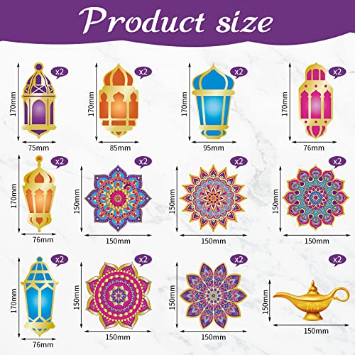 Zonon 52 Pcs Eid Mubarak Decorations Arabian Nights Party Decoration Ramadan Mubarak Hanging Swirls Ceiling Foil Party Decor for Indian Moroccan Princess Birthday Supplies