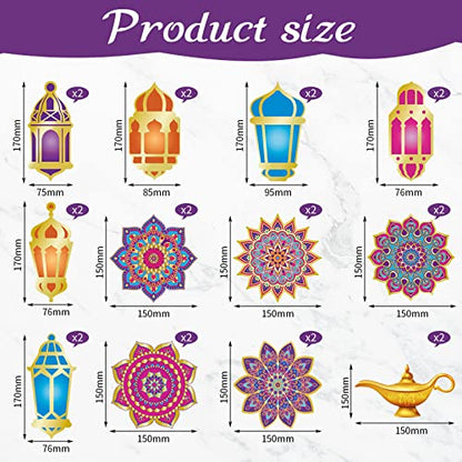 Zonon 52 Pcs Eid Mubarak Decorations Arabian Nights Party Decoration Ramadan Mubarak Hanging Swirls Ceiling Foil Party Decor for Indian Moroccan Princess Birthday Supplies