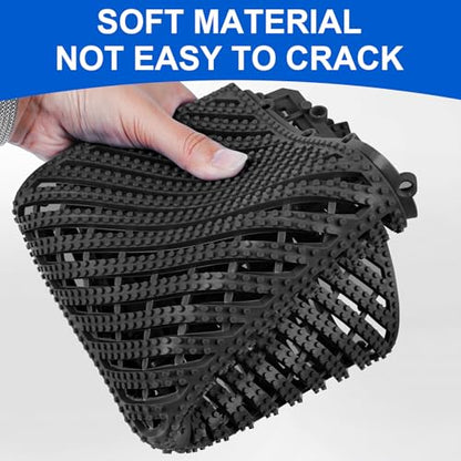MYFAMIREA Modular Interlocking Cushion 12 Pack 11.8" x 11.8" Rubber Floor Tiles Non-Slip Splicing Drainage Mats for Deck, Pool, Shower, Patio, Balcony, Bathroom, Kitchen, Yard (2 Rows Dots, Black) - size: 12 PCS-2 Rows Dots