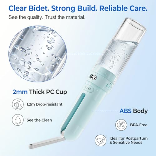 Electric Portable Bidet – Rechargeable Travel Bidet for Women Postpartum Care & Personal Hygiene | with 3 Pressure Modes for Home Travel & Camping (Aqua) - color: Aqua