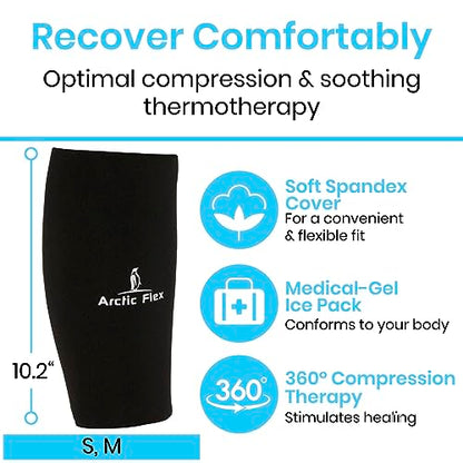 Arctic Flex Ice Sleeve for Knee, Elbow, Arm - Hot & Cold Freeze Pack Wrap for Tennis Pain Relief, Tendonitis - Gel Compression Brace for Injuries - Therapy Compress - Reusable, 360 Coverage - size: Small