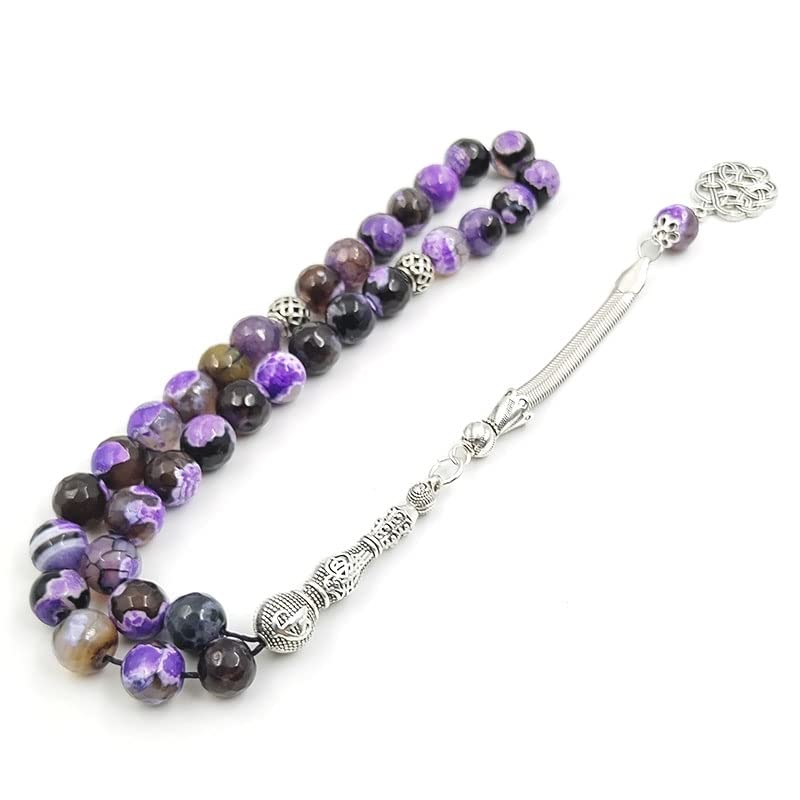 ALBASHAN Prayer Beads Purple Agate Tasbih Rosary Muslim Turkish Accessories Hand 10mm 33 45 51 66 99 100 Beads Bracelet Arabian - size: 10mmx51beads