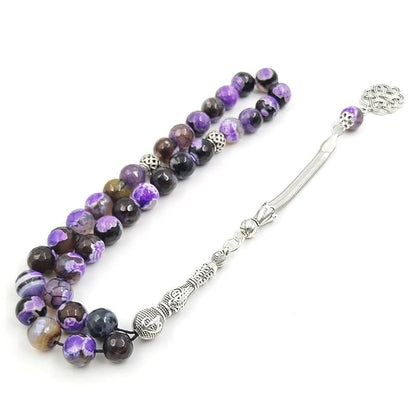 ALBASHAN Prayer Beads Purple Agate Tasbih Rosary Muslim Turkish Accessories Hand 10mm 33 45 51 66 99 100 Beads Bracelet Arabian - size: 10mmx51beads