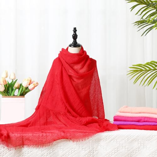 Geyoga 6 Pcs Women Scarf Shawl Hijab Scarves Cotton Crinkle Hijab for Women Blend Shawl Crinkle Wrap Head for Seasons - color: Vibrant Colors