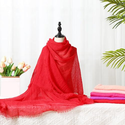 Geyoga 6 Pcs Women Scarf Shawl Hijab Scarves Cotton Crinkle Hijab for Women Blend Shawl Crinkle Wrap Head for Seasons - color: Vibrant Colors