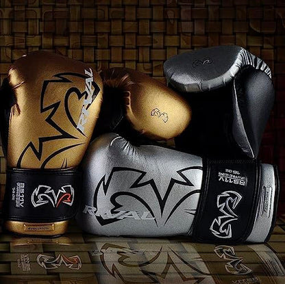 RIVAL Boxing RS11V Evolution Sparring Gloves, Extra-Thick 2” Padding, V-Strap Wrist Lock 2 System, Large Hand Compartment, and 15 Degree Angle Cuff - color: Silver, size: 18 oz.