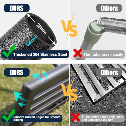 Lawn Leveling Rake 30"x10" for Lawn Care - 72" Extendable Stainless Steel Handle with Ergonomic Grip | Professional Grass Leveling Tool for Golf Courses, Soccer Fields, Backyard Turf Maintenance - size: 30x10", 72"