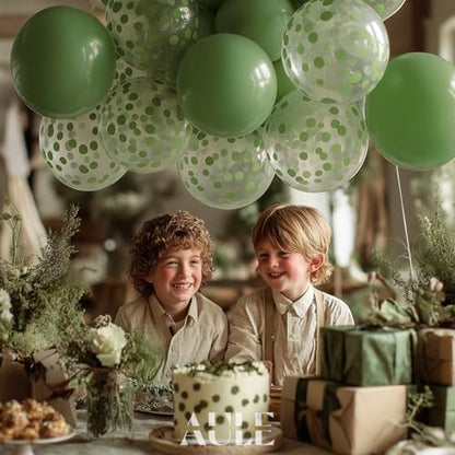 AULE Party Balloons Pack of 42-12in Sage Green Confetti Balloons & Sage Green Latex Balloons and 64ft Ribbons-12 Inches Balloons Decorations set - color: Sage Green
