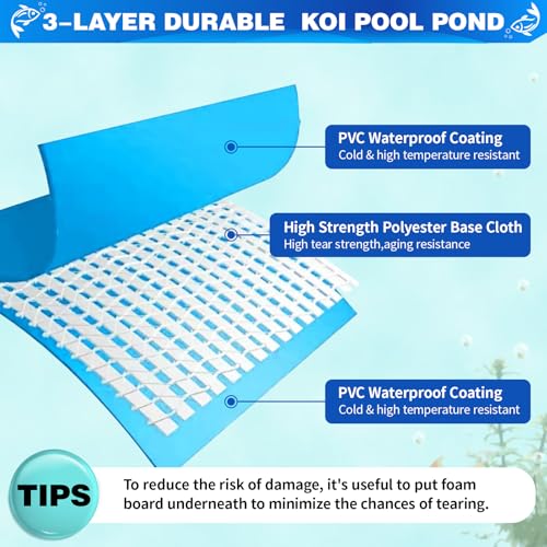 PVC Fish KOI Aquarium Tank w/ Clear View Panel(47.3"L*31.5"W*23.6"H,135Gal) - size: 47 Inch