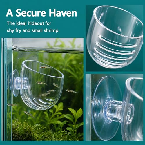 2 Pcs Fish Tank Plant Holder with Suction Cup Glass Aquarium Planter Pots for Aquatic Plants Fishtank Planting Baskets for Water Decor Hanging Aquarium Holders for Decoration