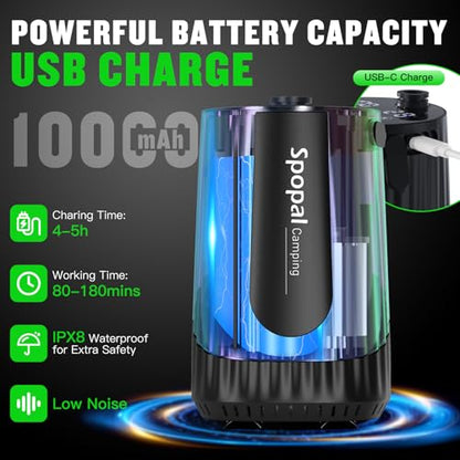 10000mAh Camping Shower with Collapsible Bucket Handle 20L | Portable Camping Shower, 5 Adjustable Speeds, IPX8 Waterproof, LED Display, Perfect for Hiking, Travel, Cars & Pets
