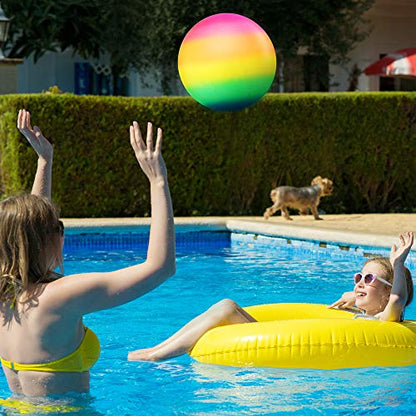 Hiboom 9 Inch Swimming Pool Diving Balls Underwater, Pools Toys Ball with Water Filling Adapter for Underwater Passing, Dribbling, Diving and Pool Games for Teens, Adults(Rainbow Style) - style: Rainbow Style