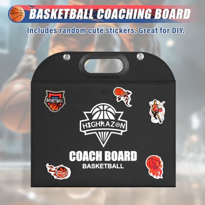 Magnetic Coaching Board – Foldable Dugout Display with Carry Handle, Leather-Covered Double-Sided Strategy & Lineup Planner for Baseball, Softball and Soccer - style: Basketball