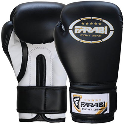 Farabi Boxing Gloves Kids Junior Muay Thai Kick Boxing Training MMA Punching Bag - color: Black, size: 4OZ