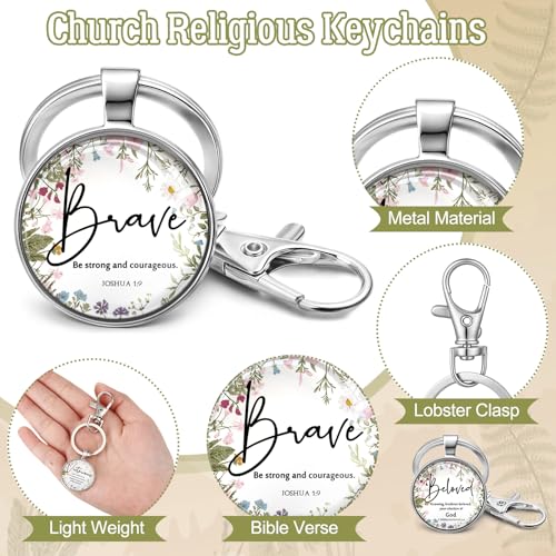 Equsion 24 Pcs Christian Keychain Gift Bulk Mini Bible Keychains with Verse Religious Keychain Gifts for Church Bible Study Group (Wildflower) - color: Wildflower